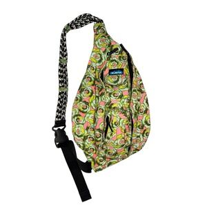 KAVU‎ Rope Sling Bag Floral Crossbody Shoulder Bag Travel Roes Vintage